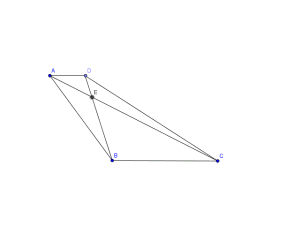 Dette er et bilde av figuren beskrevet i oppgaven. E er skjæringspunktet mellom diagonalene BD og AC.
